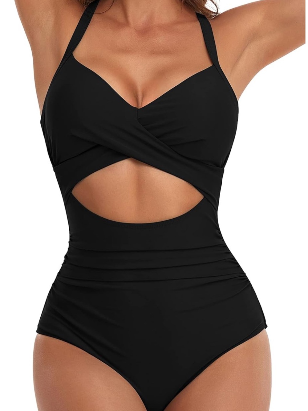 🚘 new Black Twist Cutout tie back  One-Piece Swimsuit plus size 22W